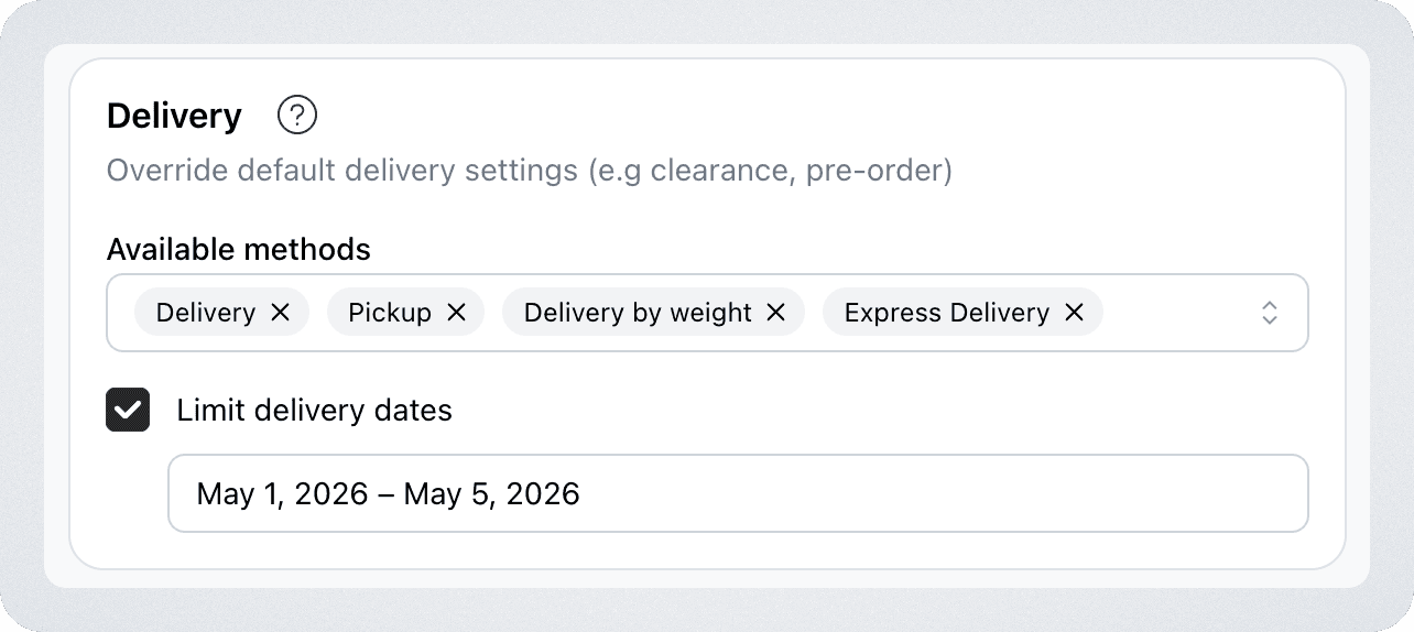 Pickup and Delivery Options