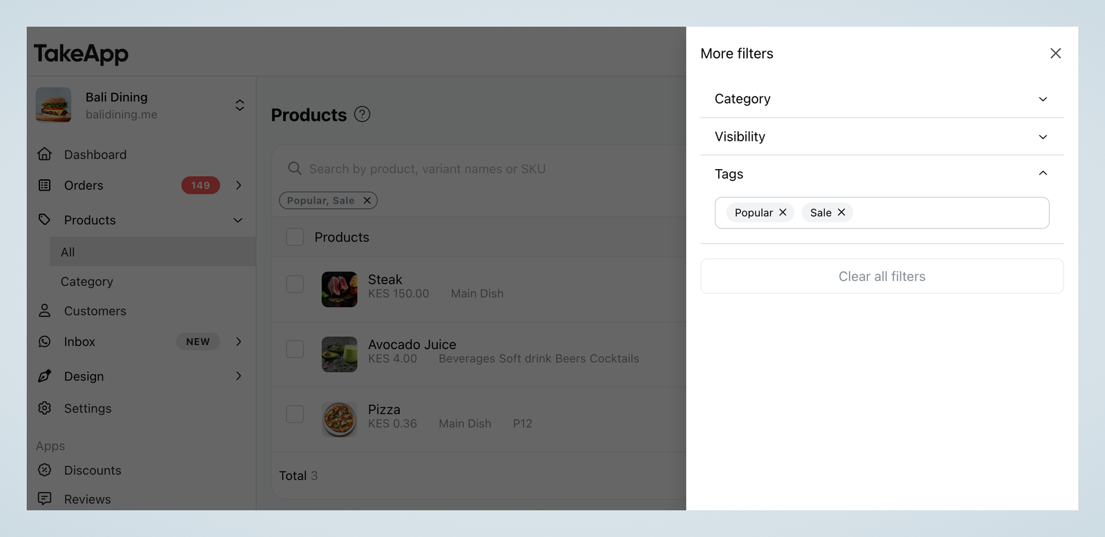 Product filter