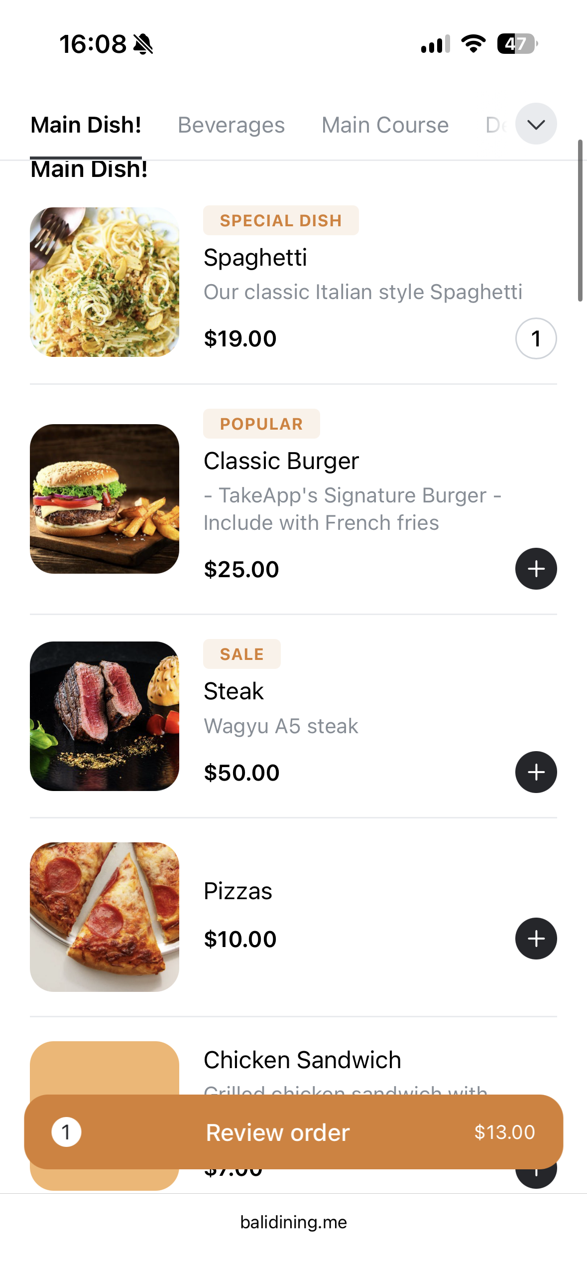 Dine-in QR Ordering