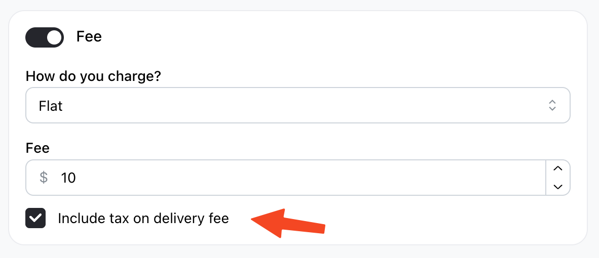 Delivery Tax Settings