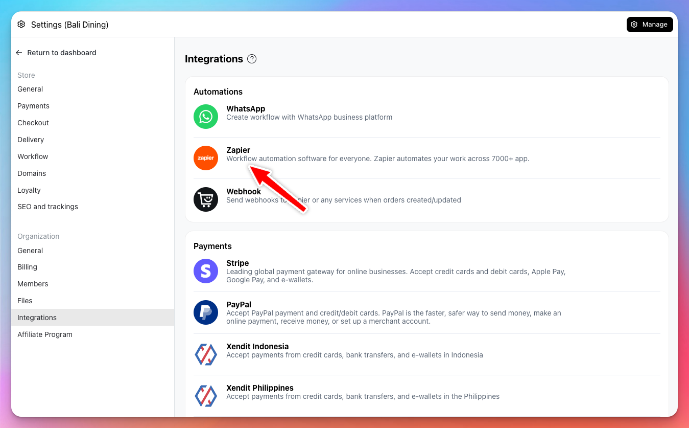 Zapier in Integrations