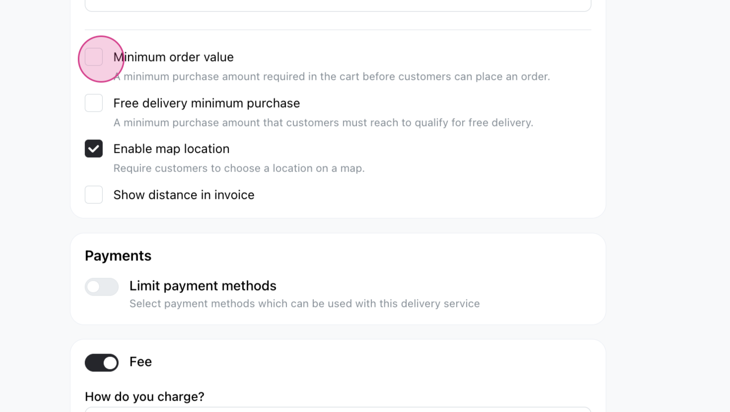 Add delivery method