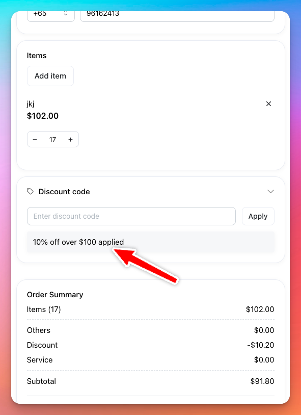 Create Order value discounts