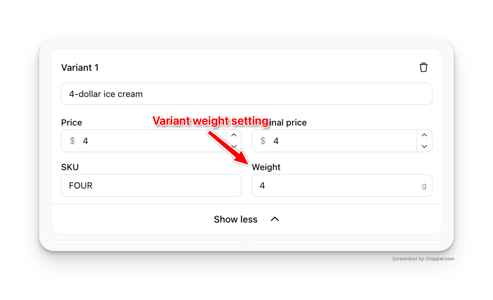 Variant weight setting