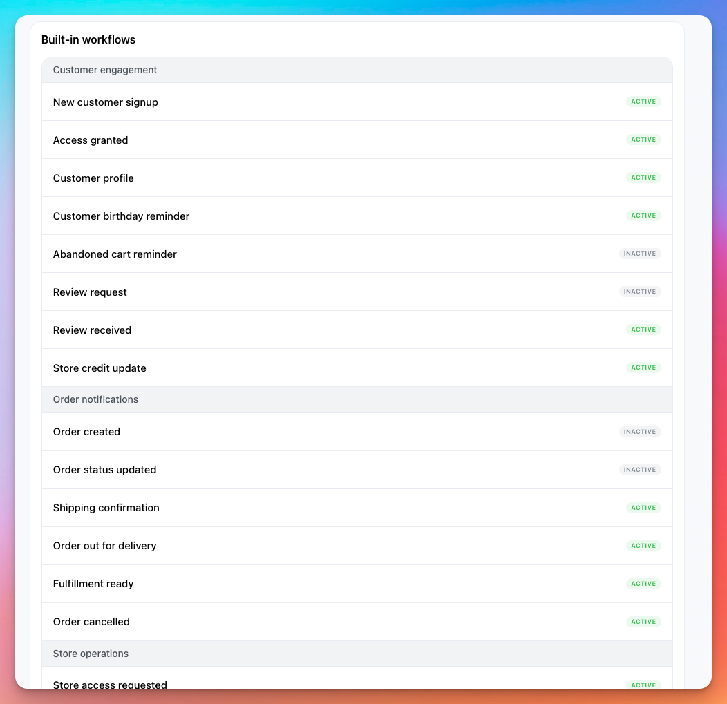 Built-in Workflows
