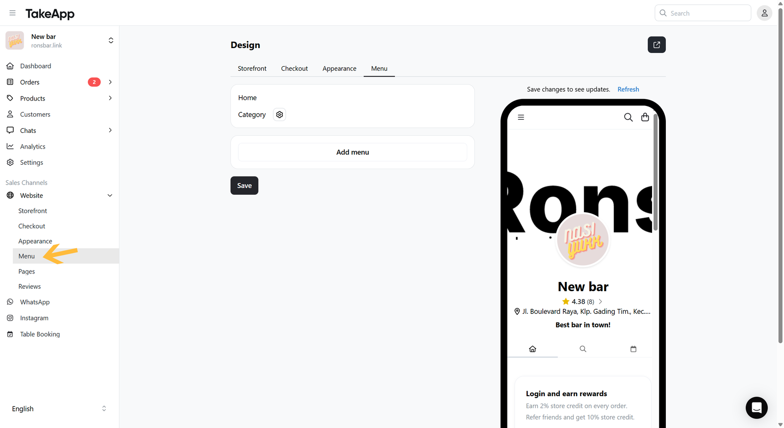Add custom menu