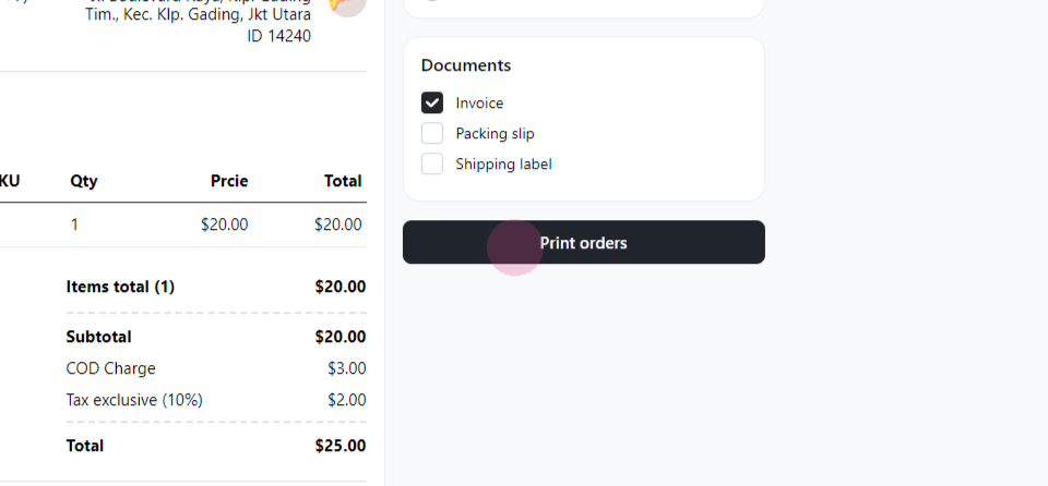 Printing order in bulk (simple or standard template)