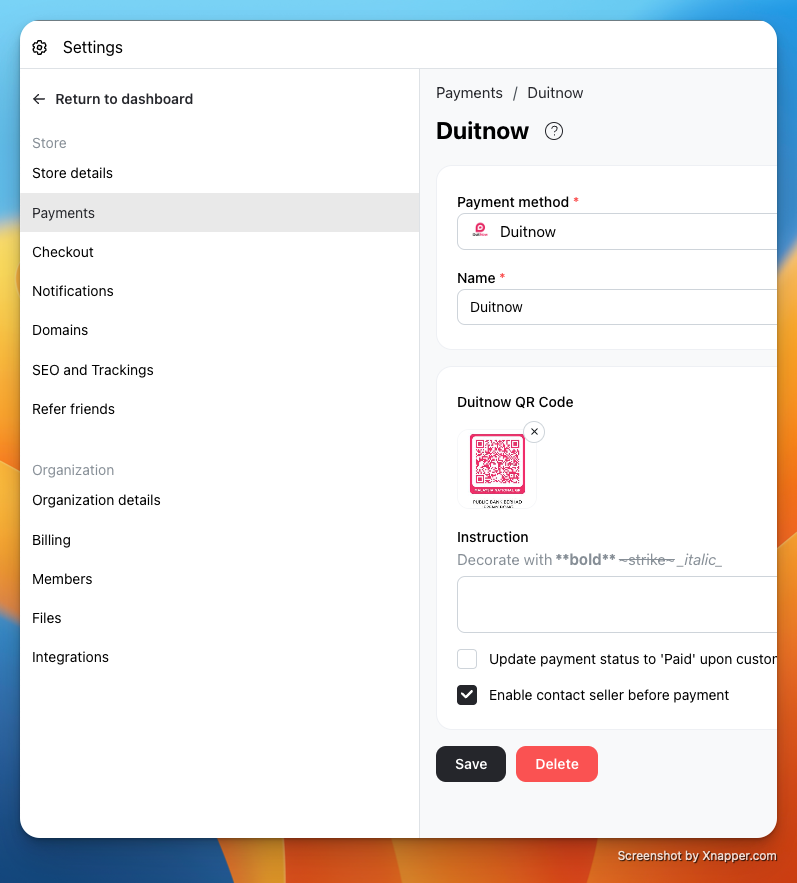 Duitnow QR payment