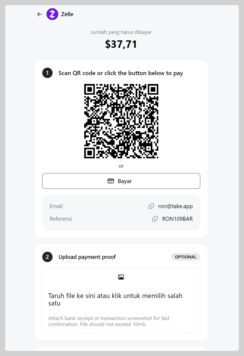 Zelle Payment