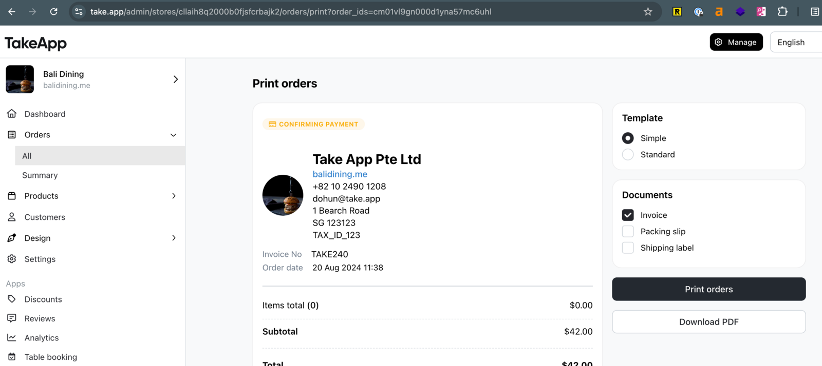 Add company information in invoice