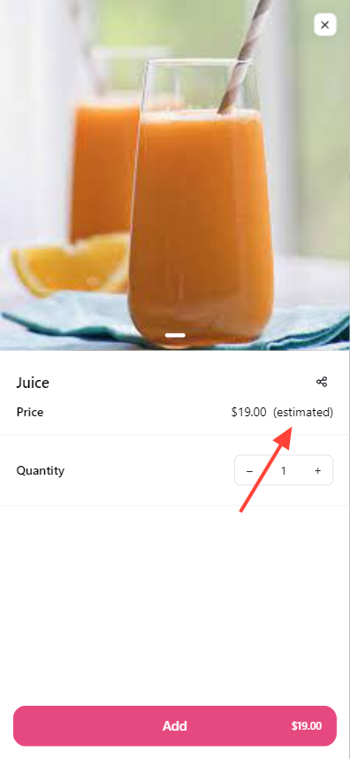 Product with estimated price