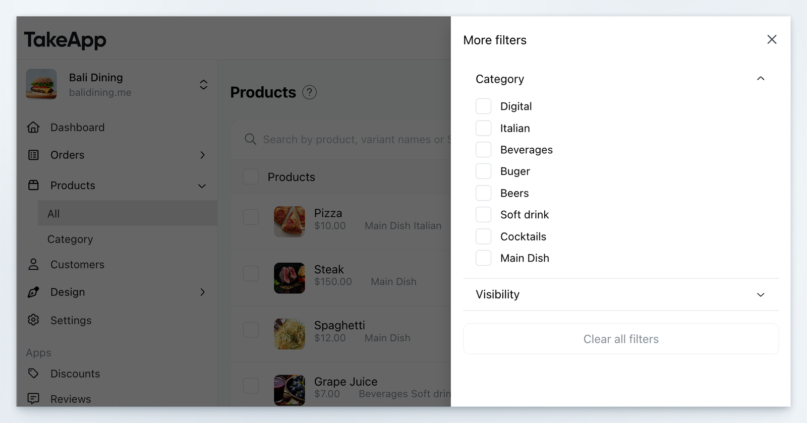 Product filter
