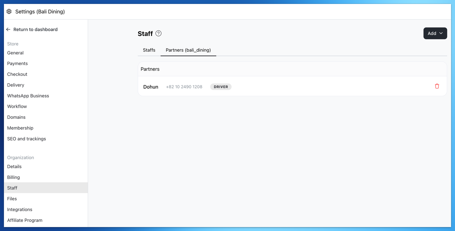 In house delivery order tracking