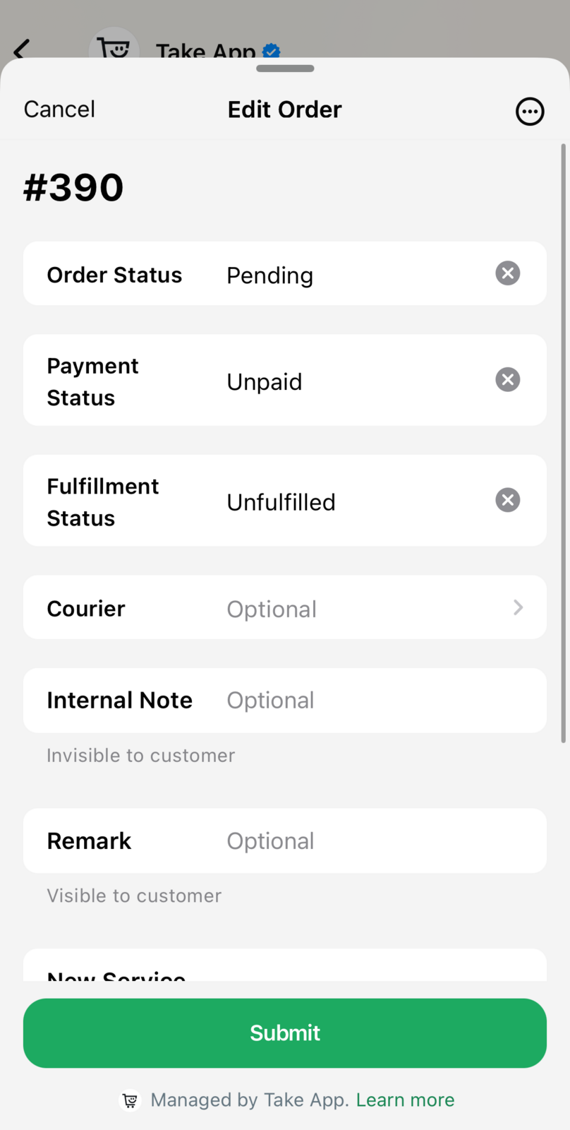 Order notification to staff workflow