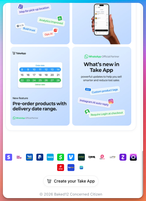 Payment methods displayed in your storefront