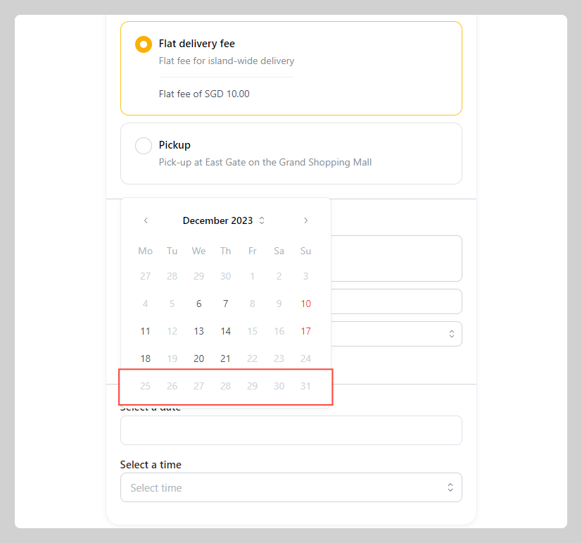 Manage Delivery or Pick-up availability