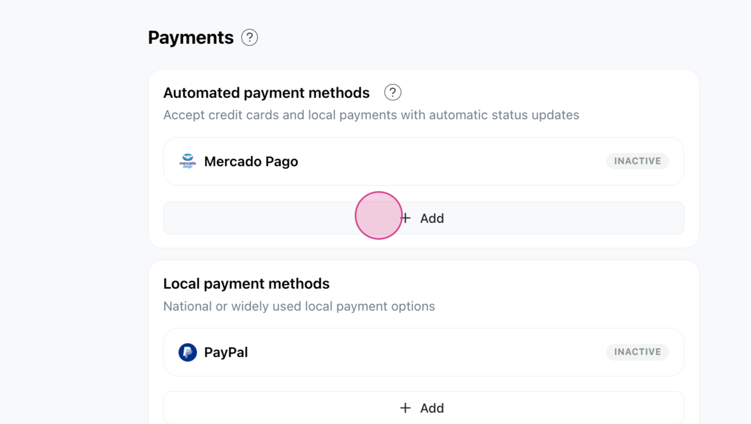 Add payment methods