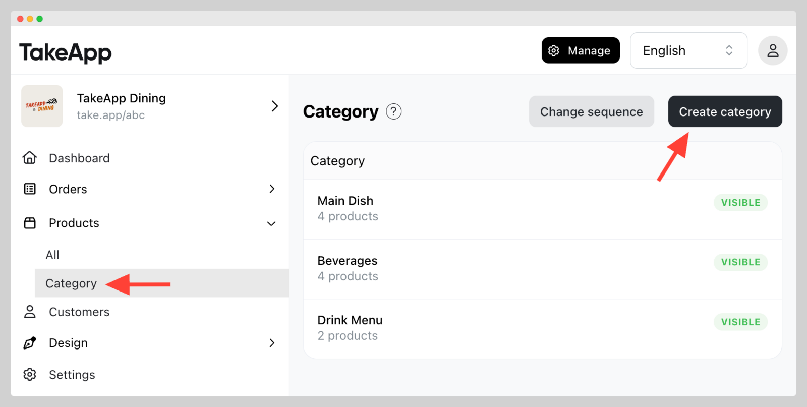 Add or modify product category