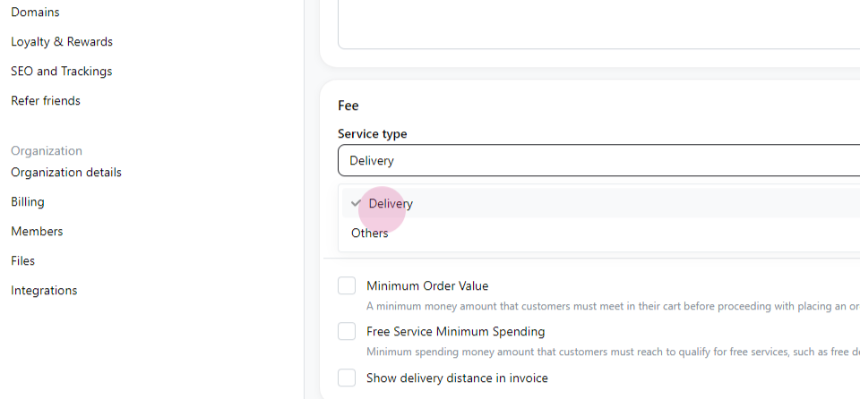 Delivery fee by distance