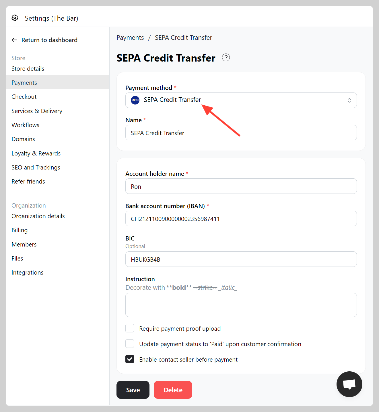 SEPA Payment
