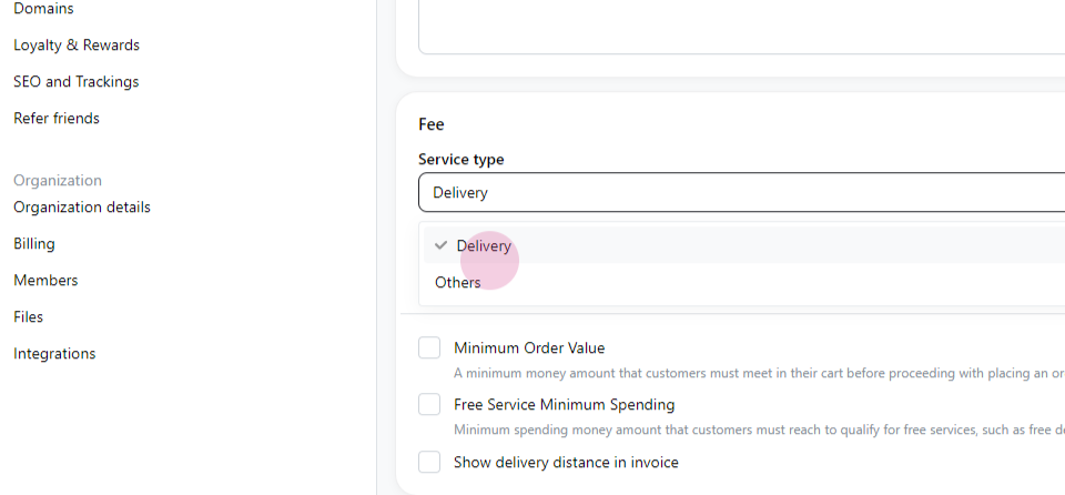 Postal code fee delivery