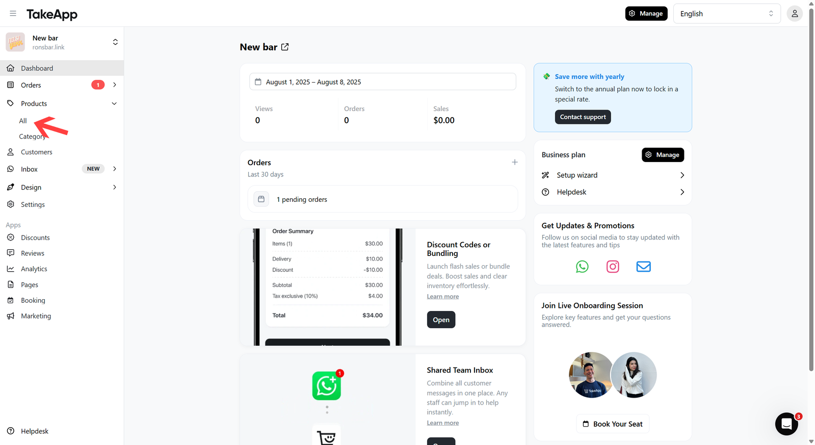 Setting up the product's daily capacity