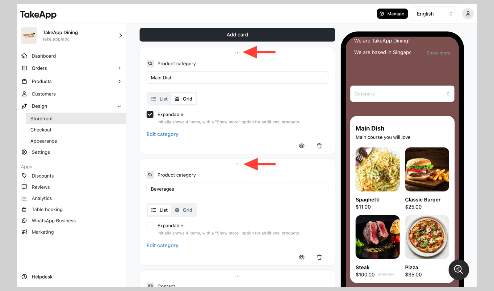 Add or modify product category