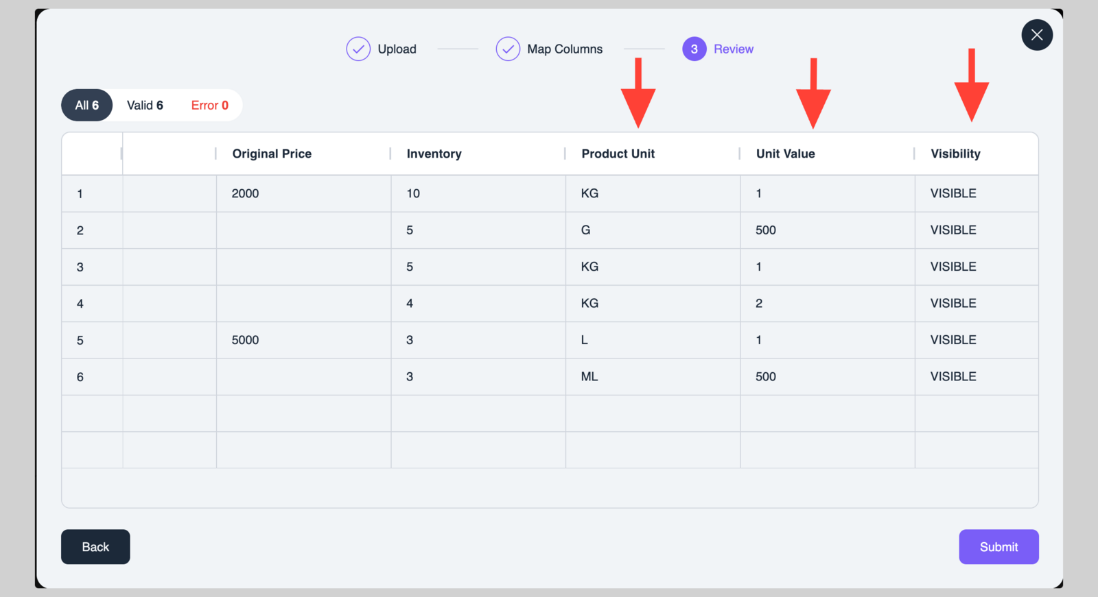 Bulk product upload with CSV file