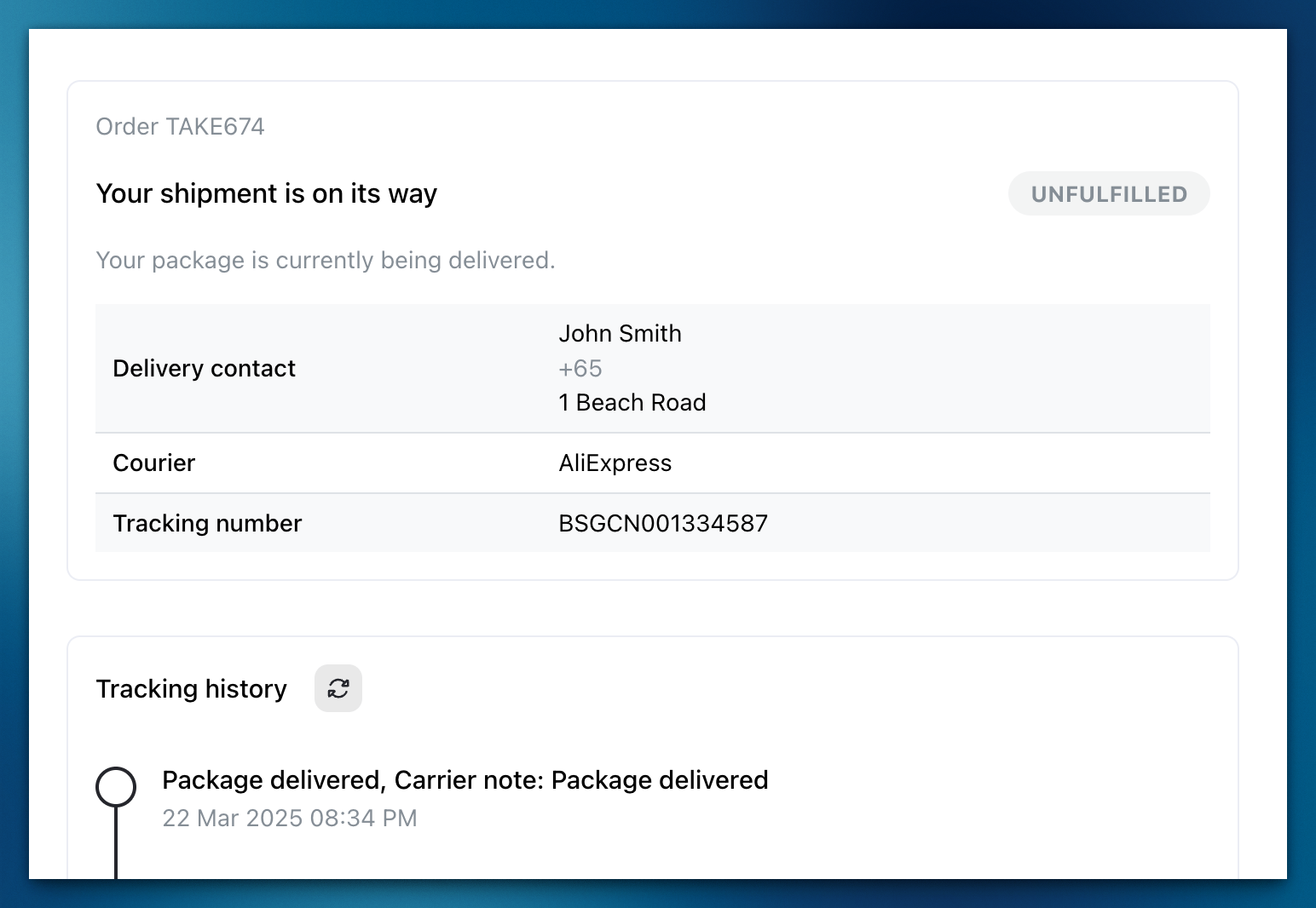 Delivery tracking
