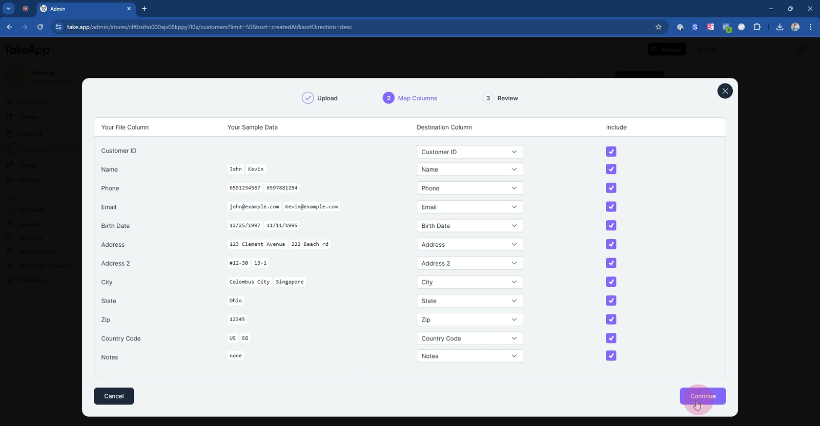 Customer Import (CSV)