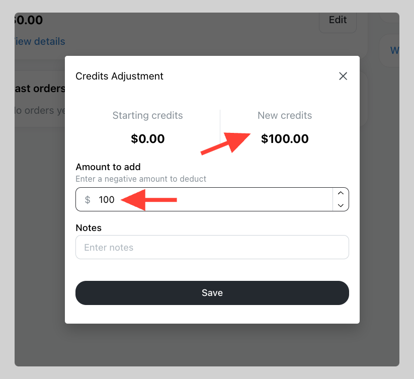 Adding store credit