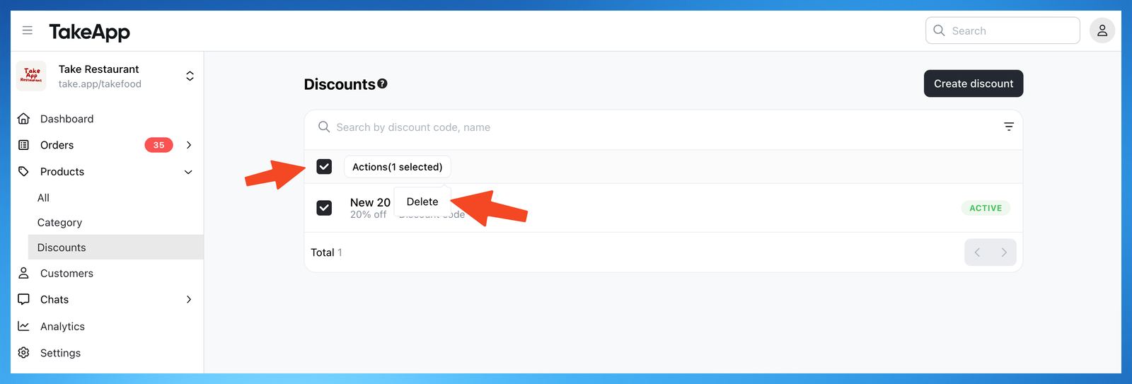Delete discount