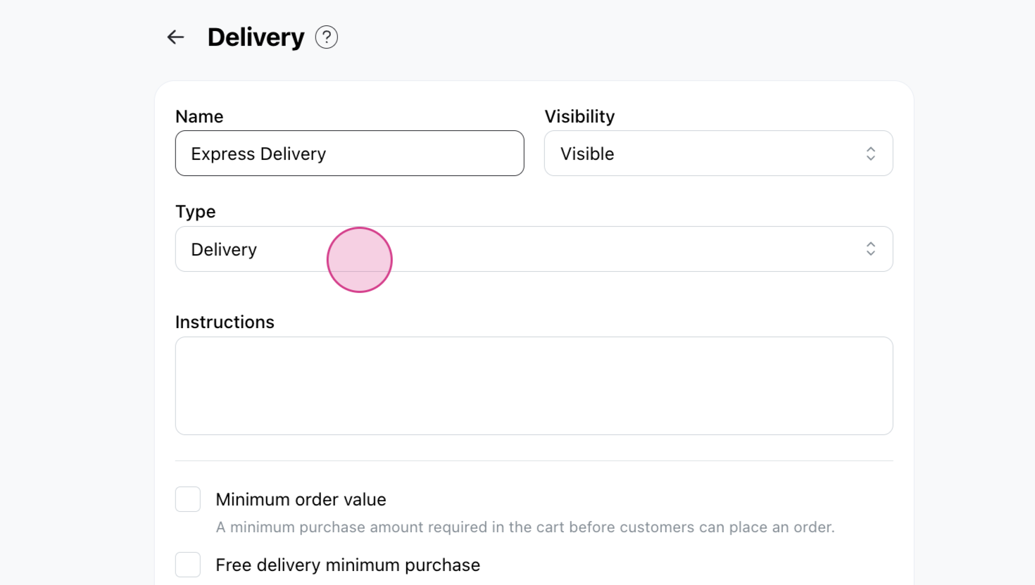 Add delivery method