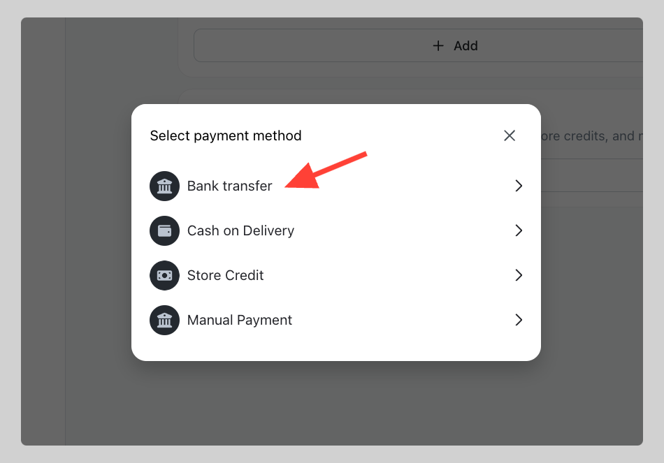 Bank transfer payment