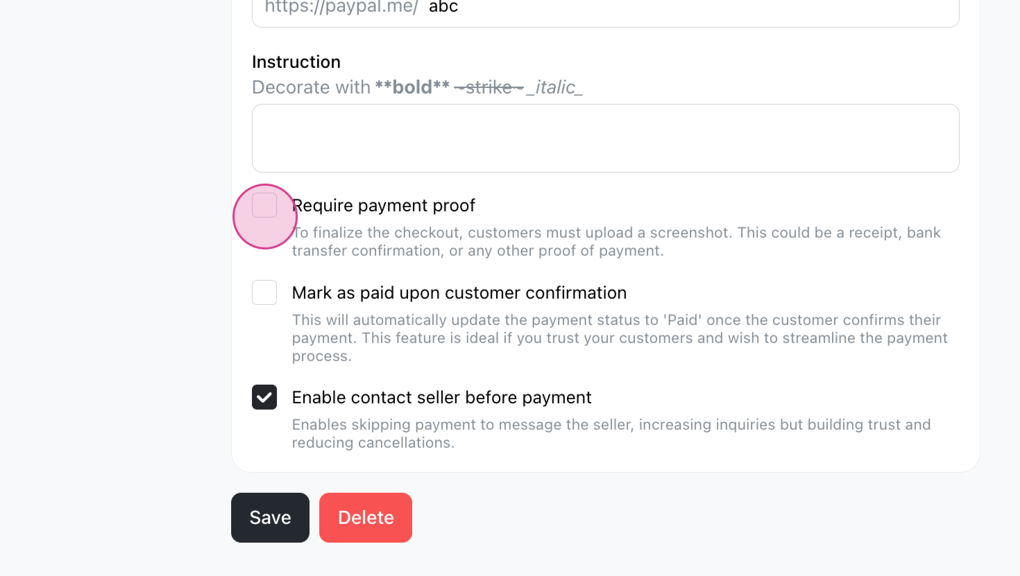 Payment proof upload