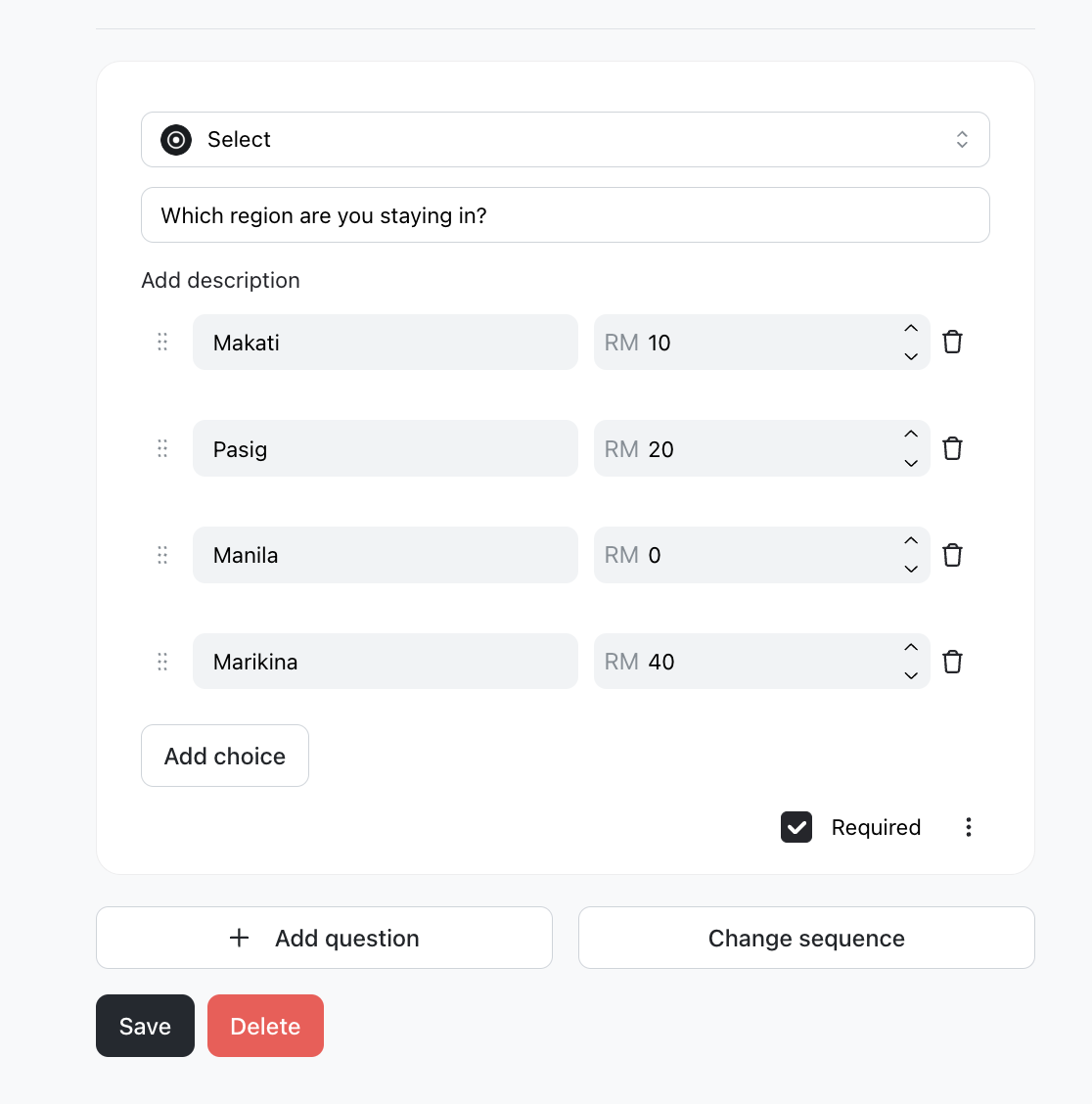 Adding Questions for Delivery