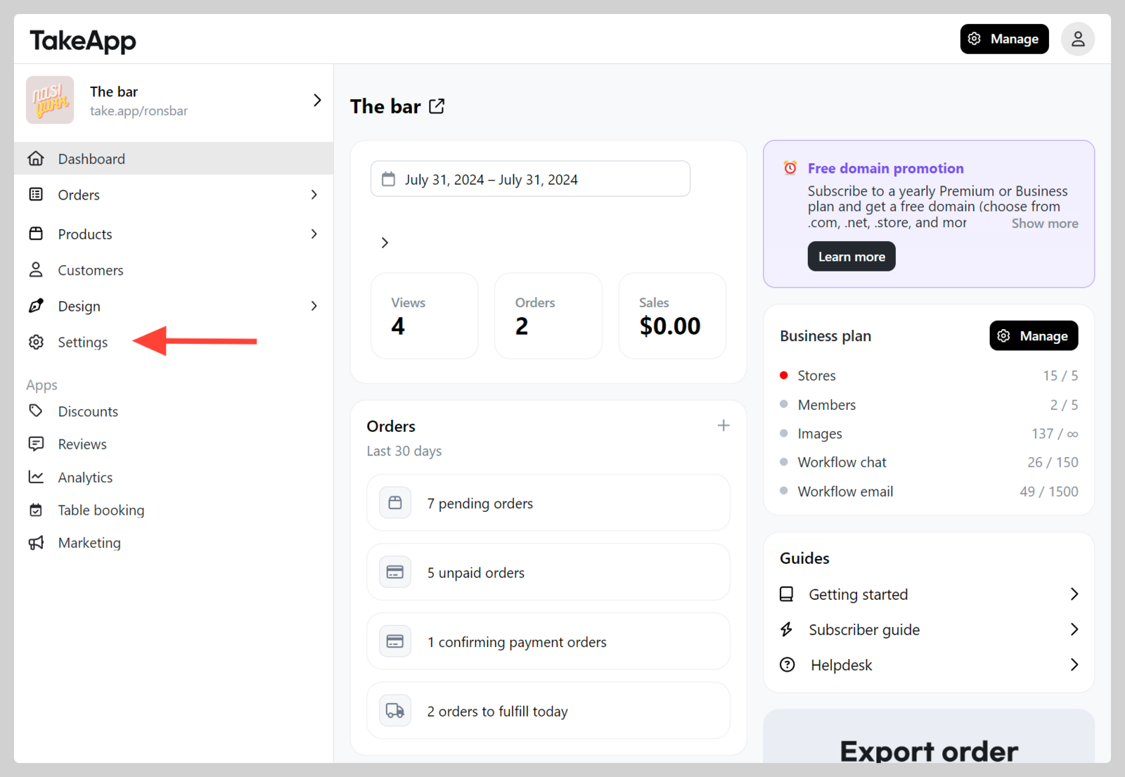 Manage Delivery or Pick-up availability