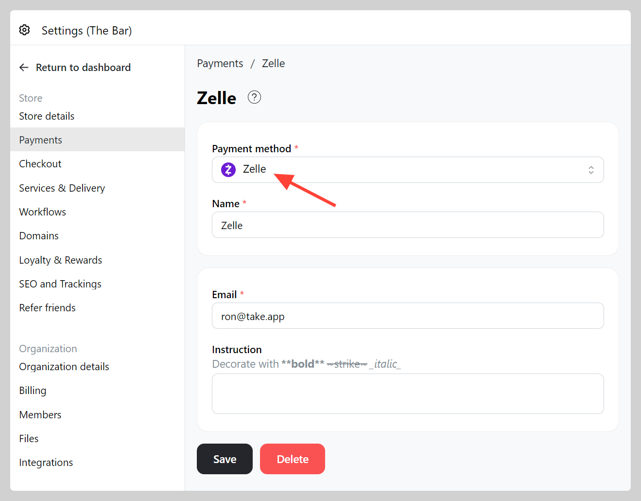 Zelle Payment