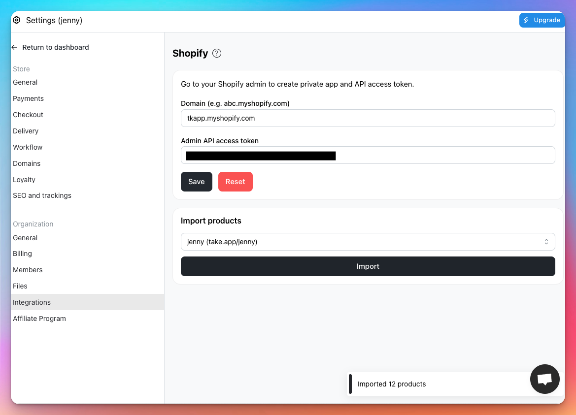 Shopify integration