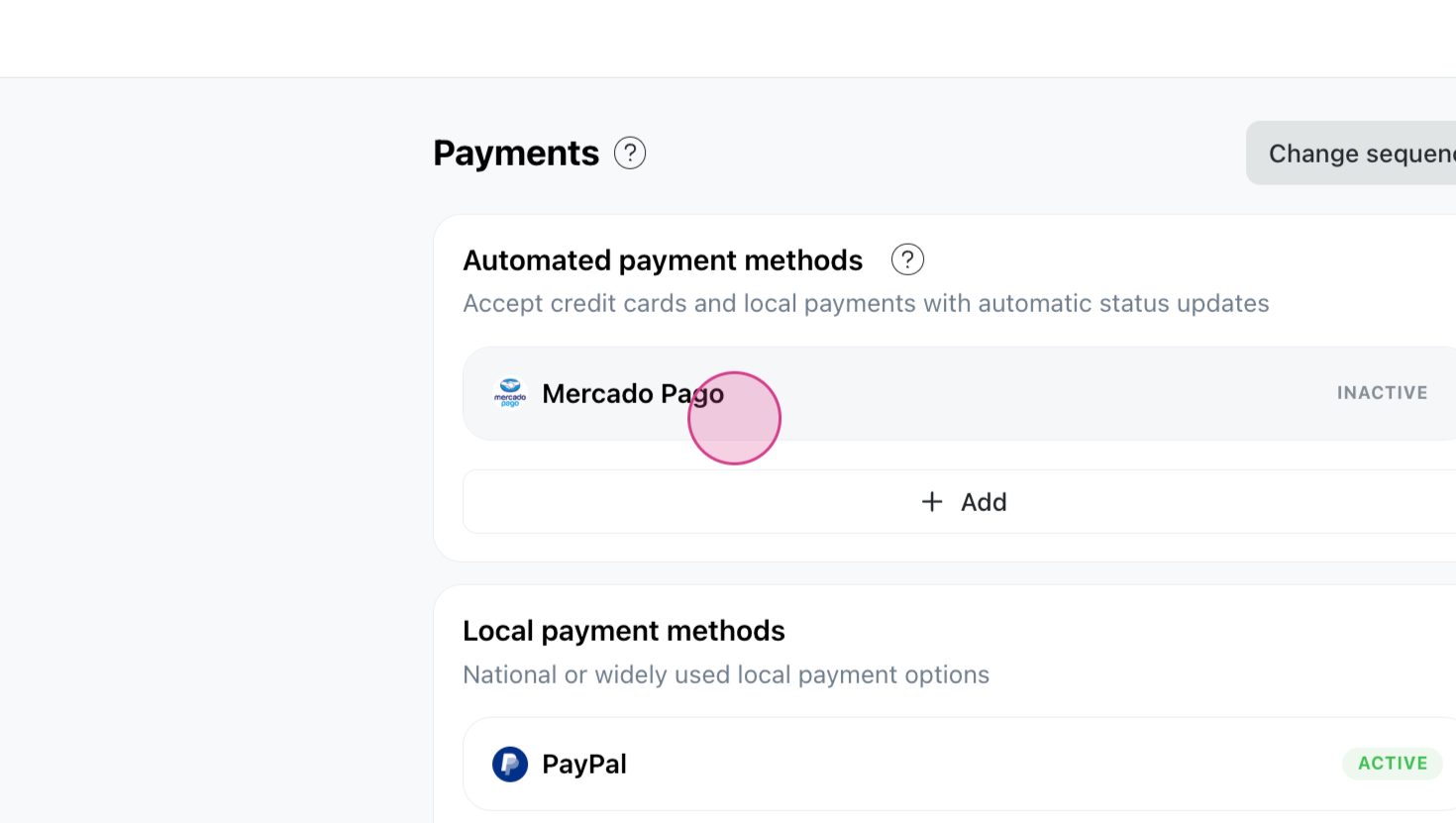 Add payment methods