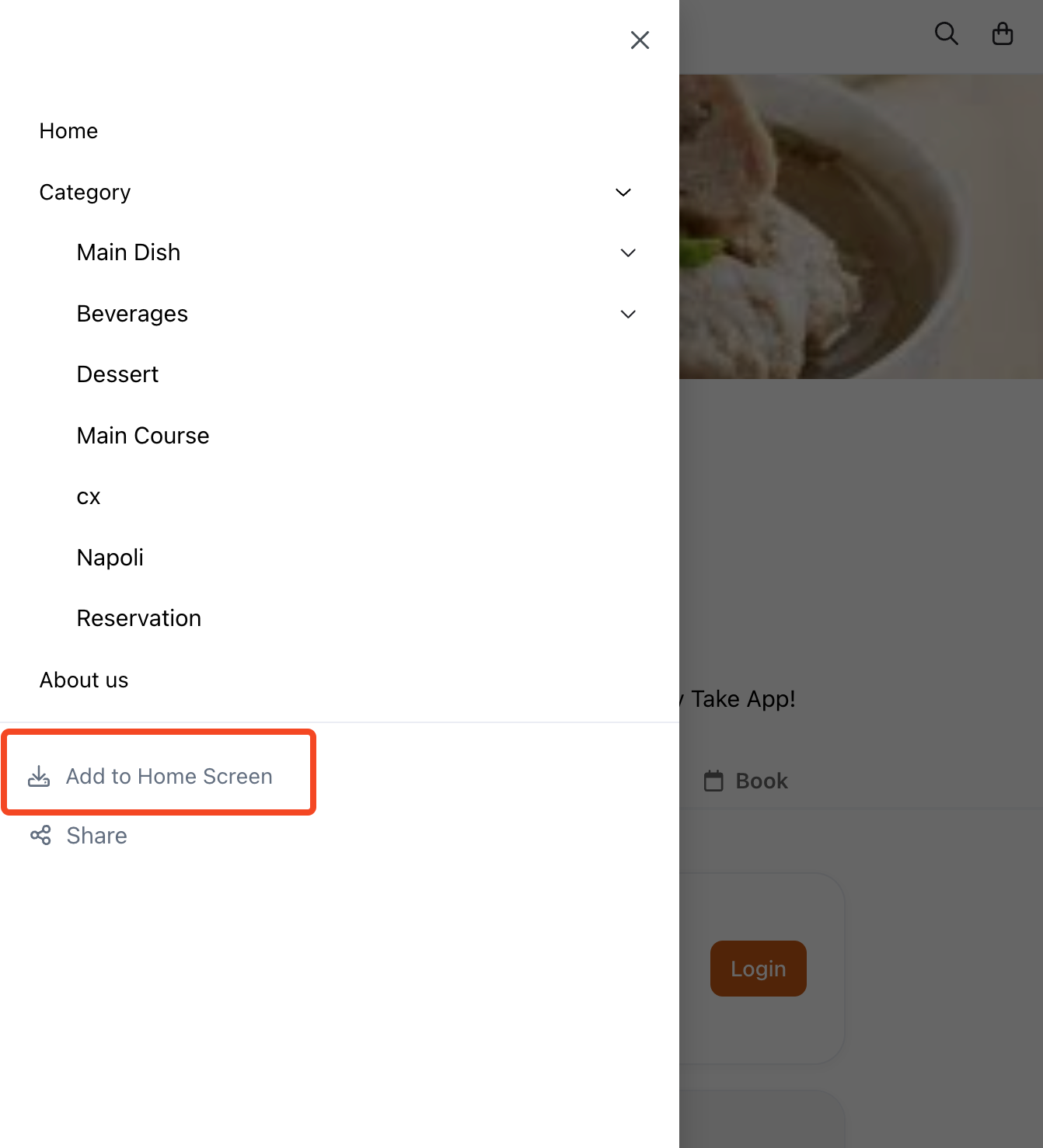 Install your TakeApp store as App