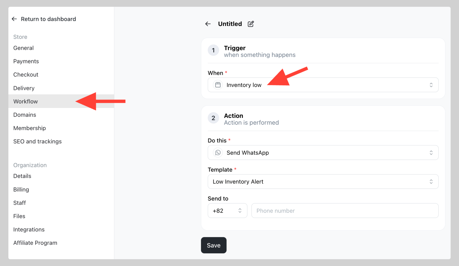 Low Inventory Workflow