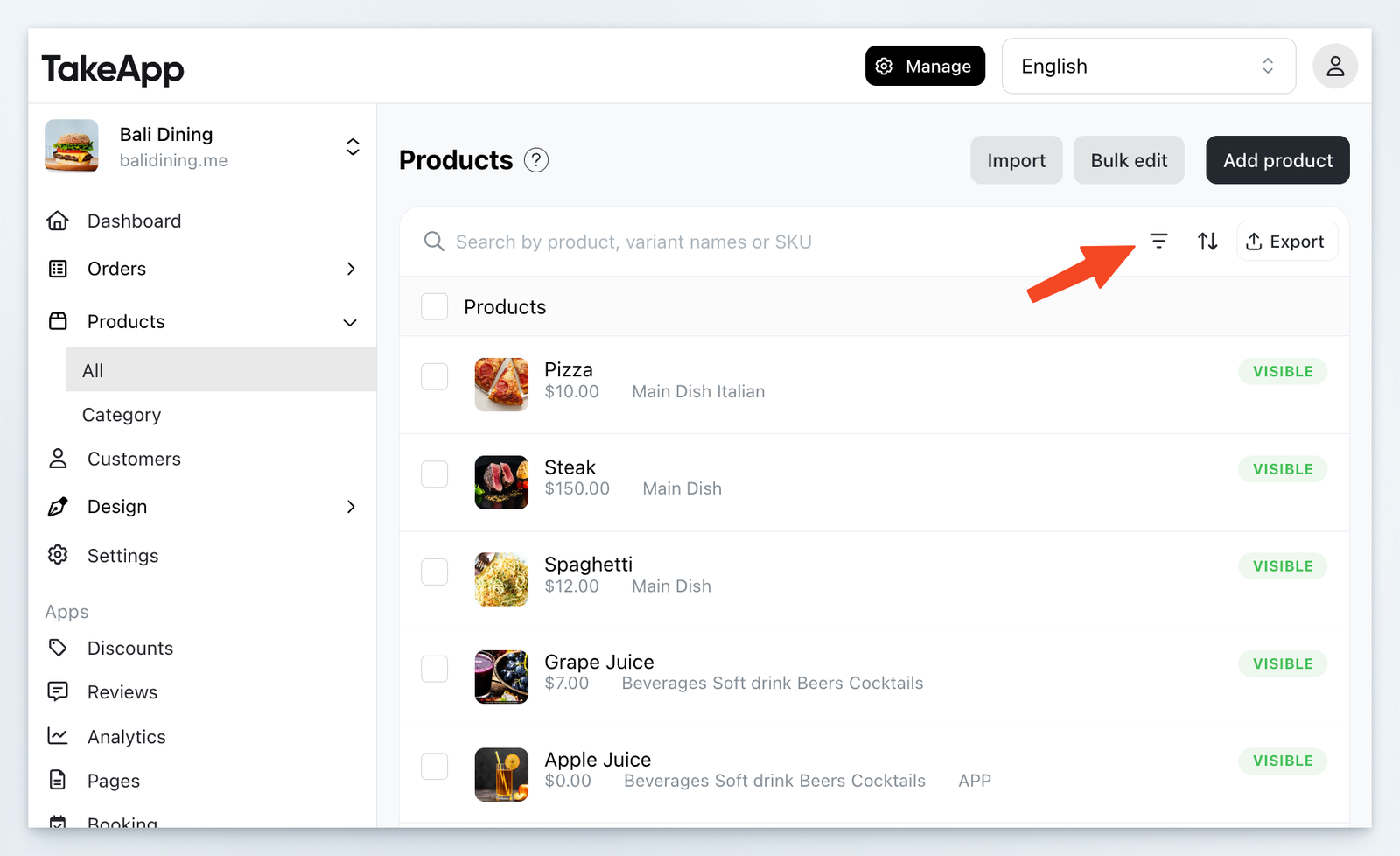 Product filter
