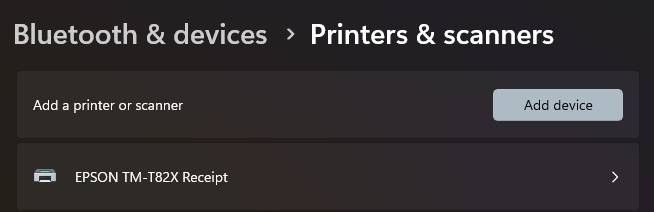 Thermal printer setup