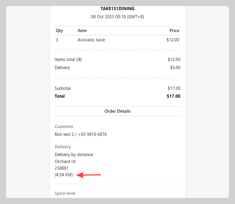 Delivery fee by distance