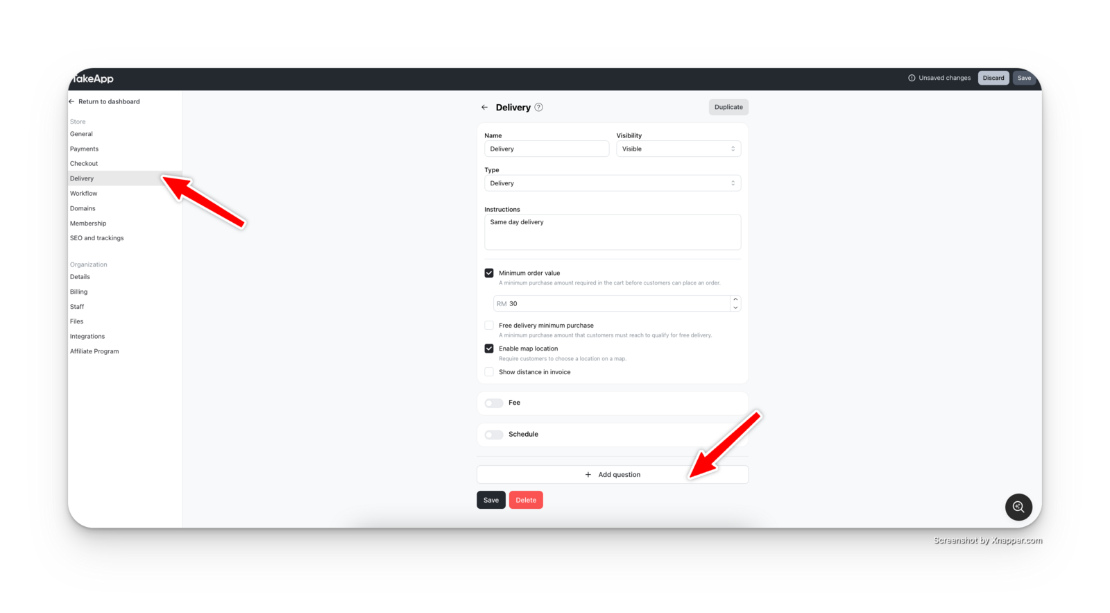 Adding Questions for Delivery