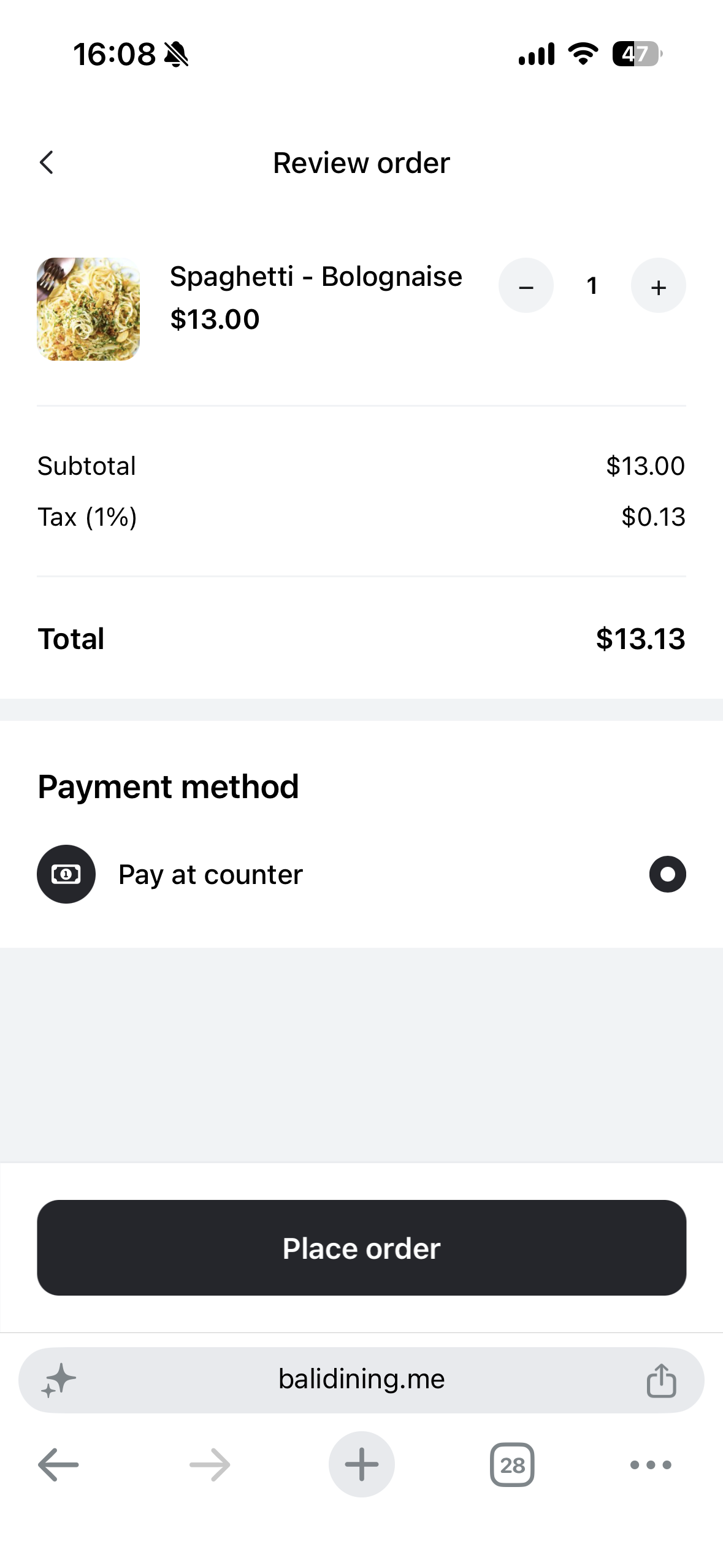 Dine-in QR Ordering