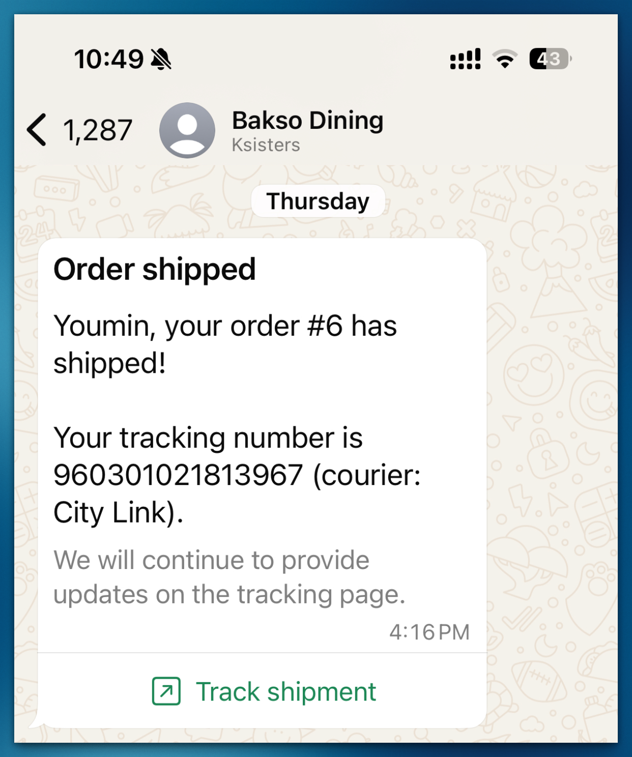 Delivery tracking