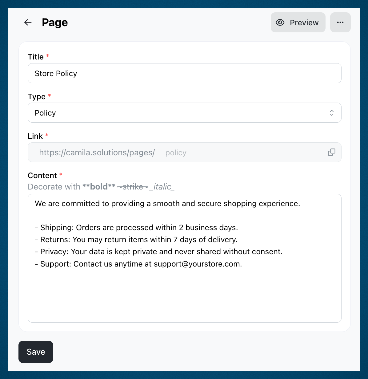 Custom Pages