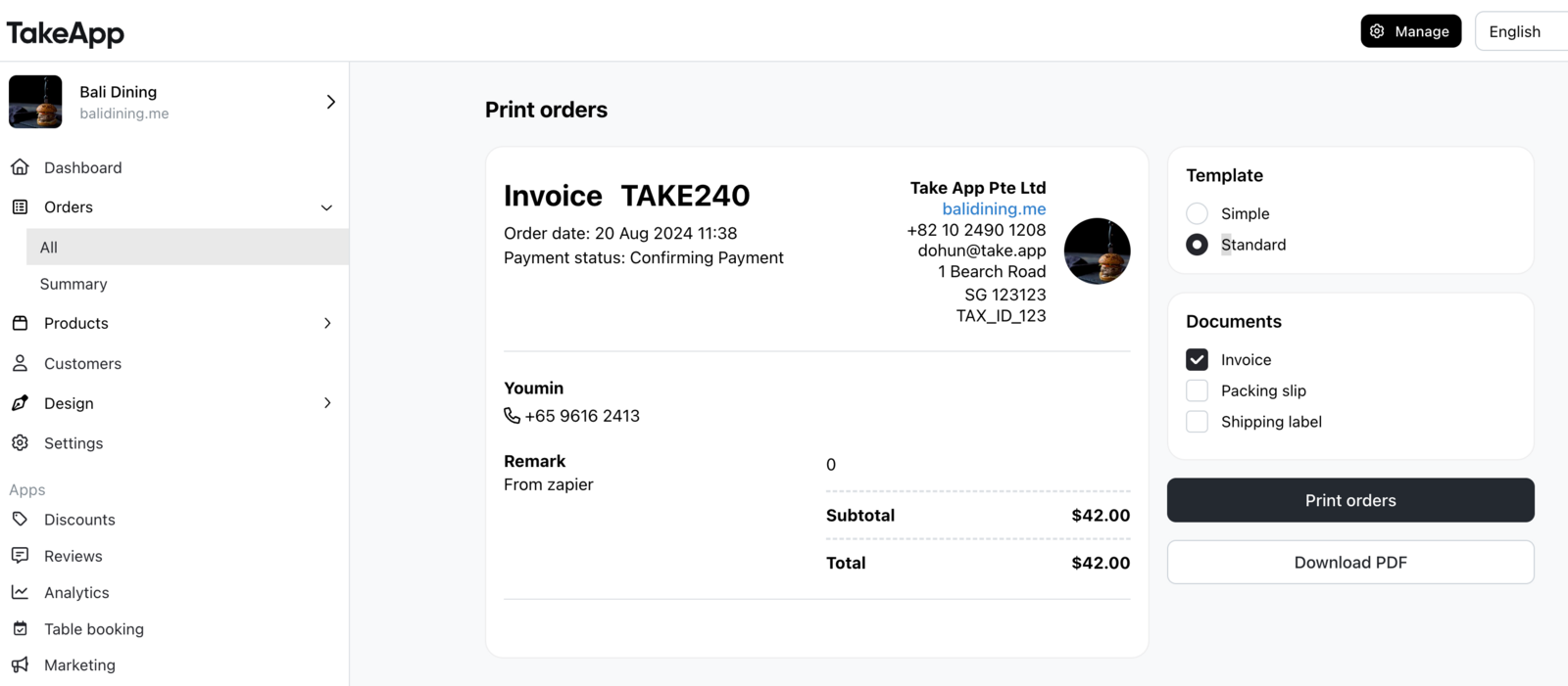 Add company information in invoice